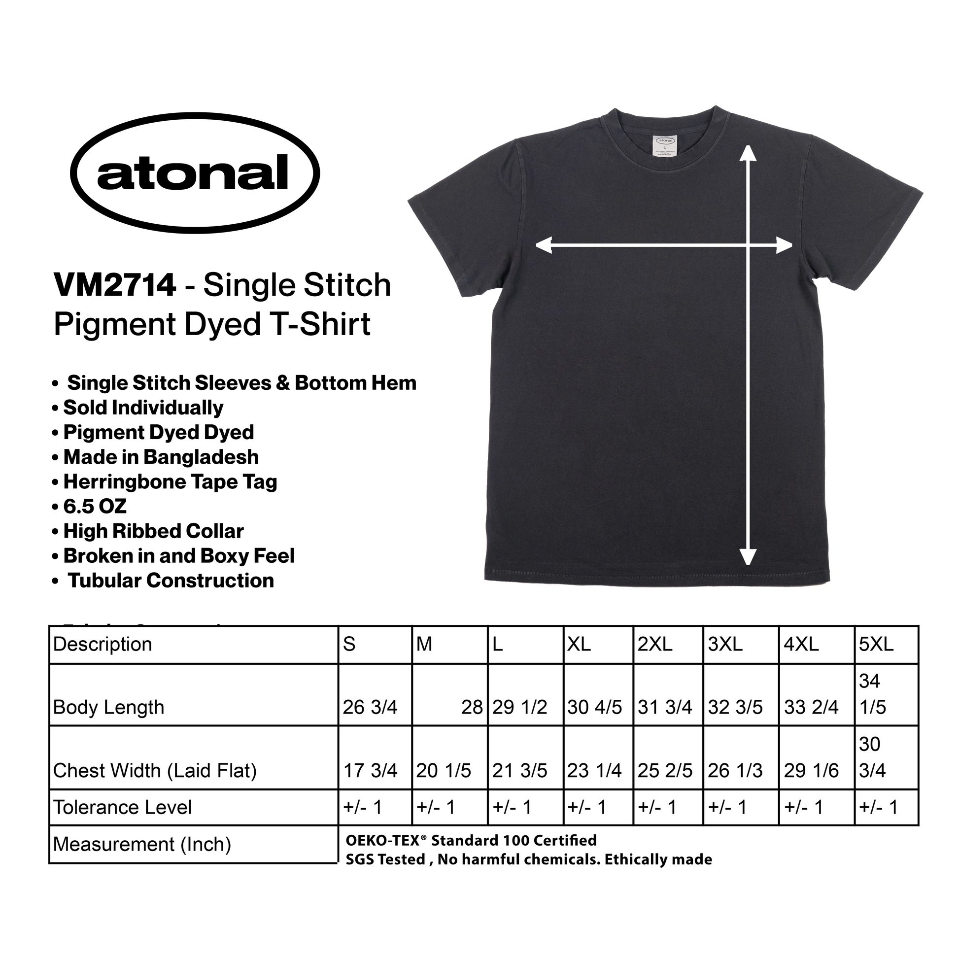 VM2714 - Single Stitch Pigment Dyed T-Shirt